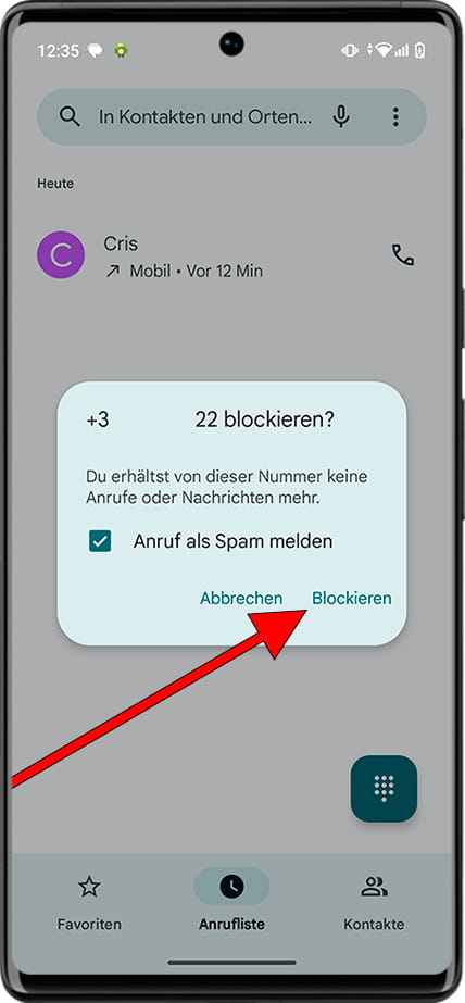 Sperrkontakt bestätigen Android
