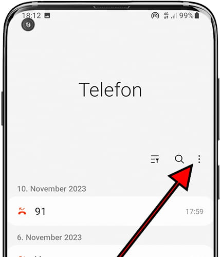 Telefonoptionen Samsung