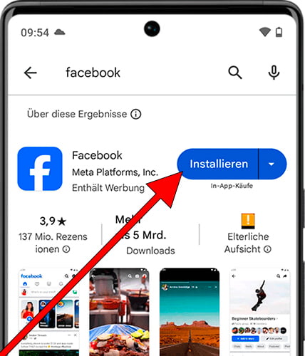Laden Sie Facebook von Google Play