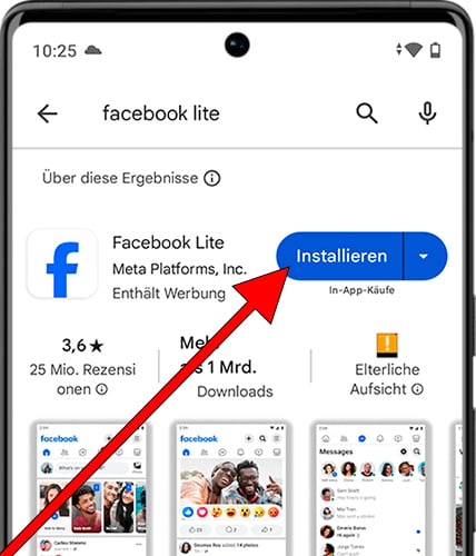 Laden Sie Facebook von Google Play