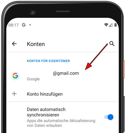 Liste konten Android