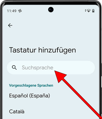 Suchen Sie nach Tastatursprachen Android