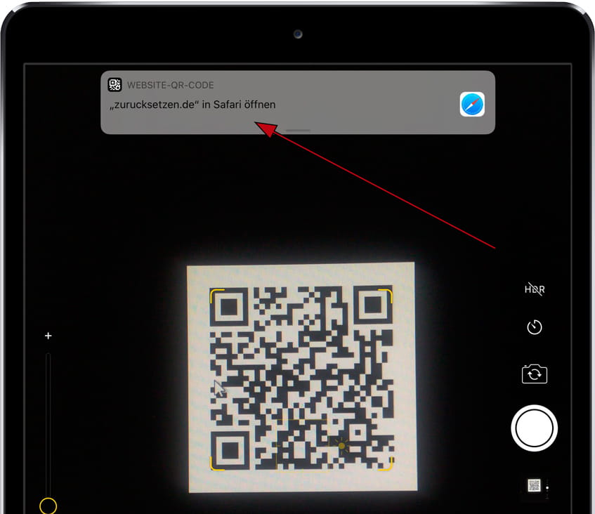 Öffnen Sie den QR-Code iPad 9.7