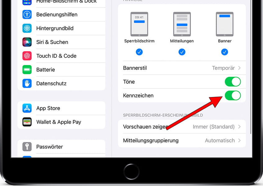 iOS-Benachrichtigungen zulassen