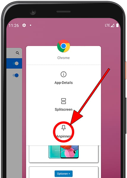 App anheften Android