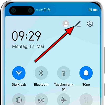 Bearbeiten Sie das Quick Panel-Symbol Mate 30E Pro 5G