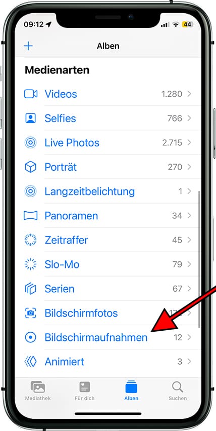 Medienarten: Bildschirmaufnahmen Apple iPhone 16e