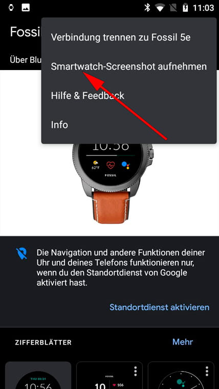 Screenshot aus der Wear OS-App