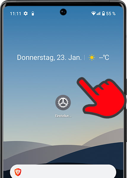 Langes Drücken auf den Android-Startbildschirm